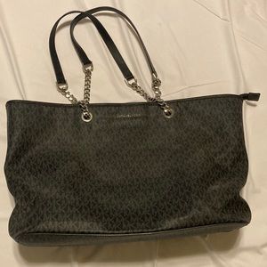 Michael Kors Signature Collection Large Black Purse Zip Closure EUC